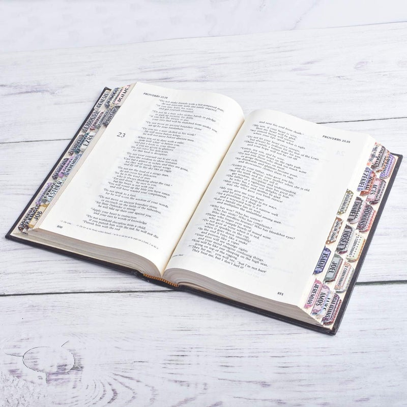 Cualfec Bible Index Tabs New & Old Testament Tabs Matte Laminated Floral Design, Bible Journaling Supplies - 122 Pcs (Vintage) - Image 4